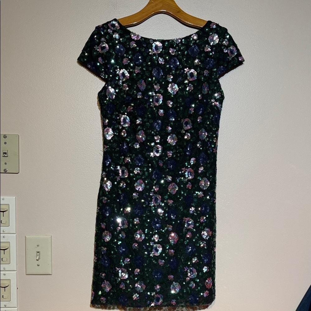 Sam Edelman Black Sequin Floral Mini Dress